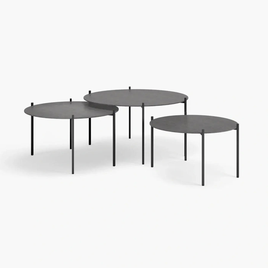 Table basse gigogne Leo – Large Set – Piètement noir – Grafite