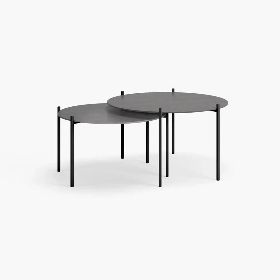 Nesting Coffee Table Set Leo – Medium Set – Black Frame – Grafite