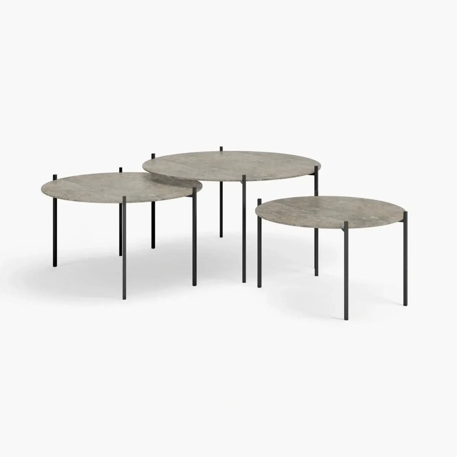 Table basse gigogne Leo – Large Set – Piètement noir – Grigio