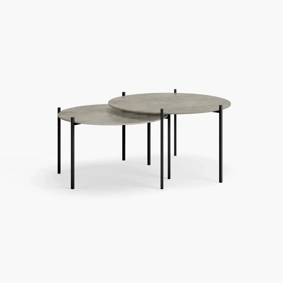 Nesting Coffee Table Set Leo – Medium Set – Black Frame – Grigio