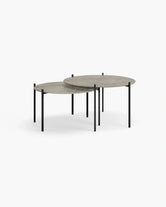 Coffee table Leo - Medium set with Black Frame and Grigio Dekton Top showcasing modern design.