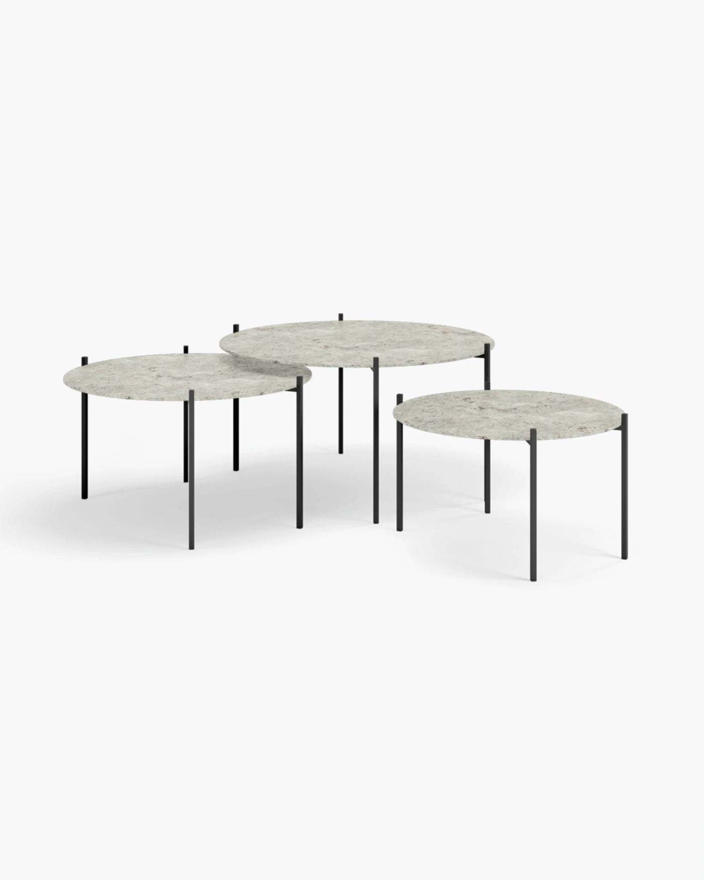 Leo Coffee table set in black with Sabbia dekton tops, designed for modern, elevated interiors.