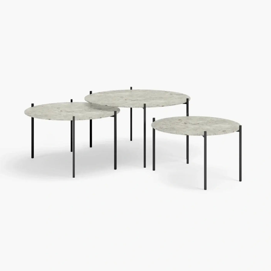 Table basse gigogne Leo – Large Set – Piètement noir – Sabbia