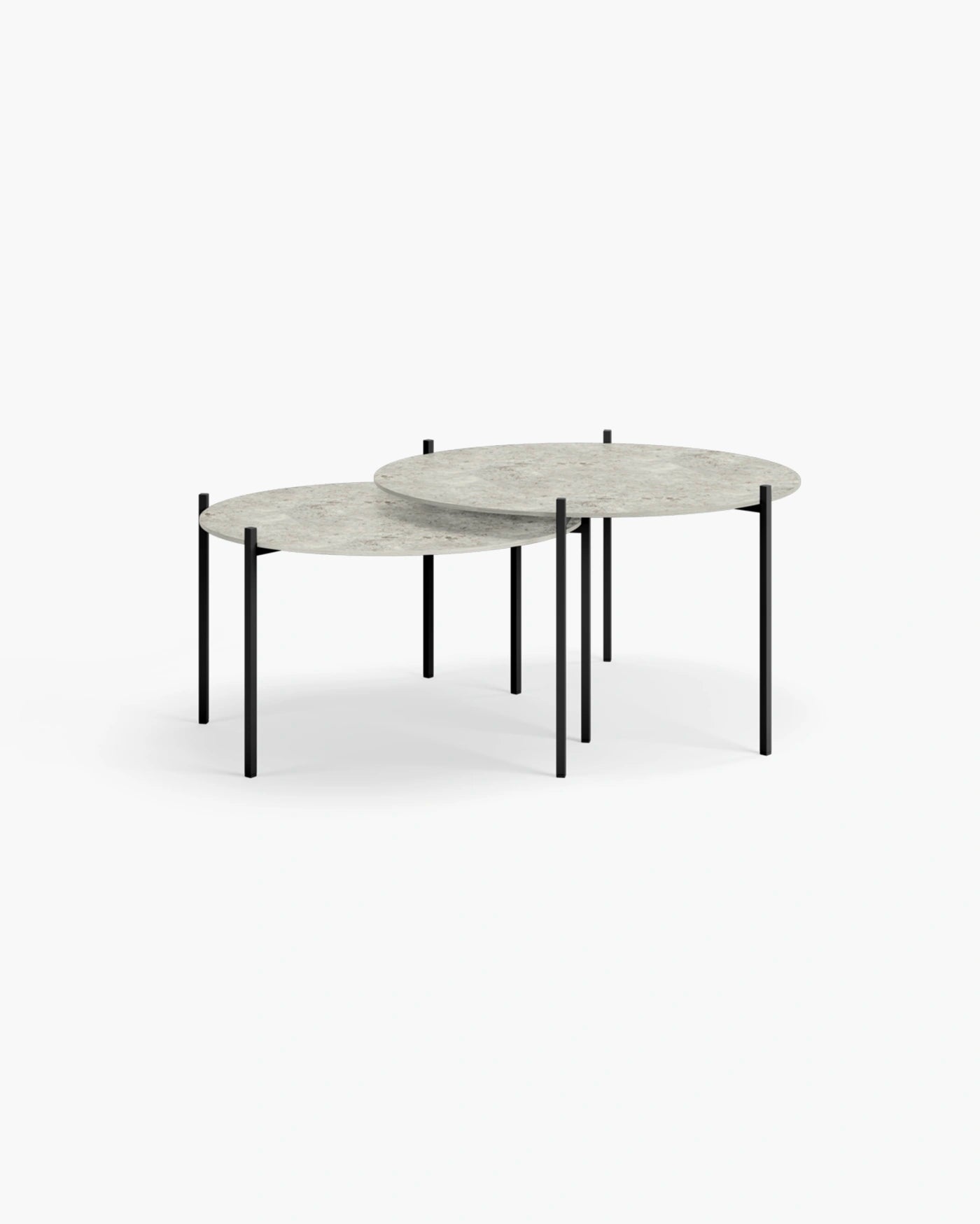 Leo coffee table medium set in black with Sabbia dekton, stylish and modern design for contemporary living spaces.