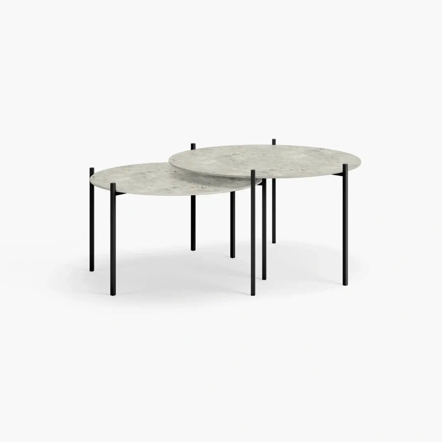 Nesting Coffee Table Set Leo – Medium Set – Black Frame – Sabbia