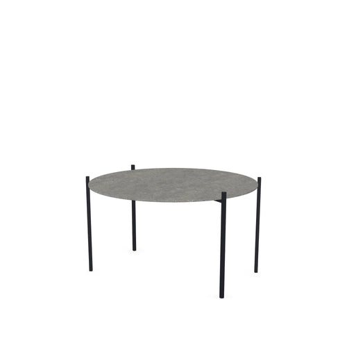 Coffee Table Leo Medium, black powder-coated steel frame with Dekton Grafite top