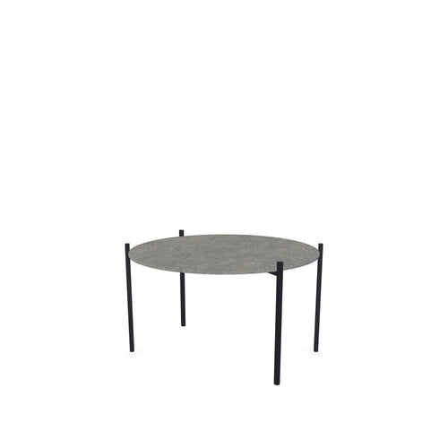 Coffee Table Leo Small, black powder-coated steel frame with Dekton Grafite top