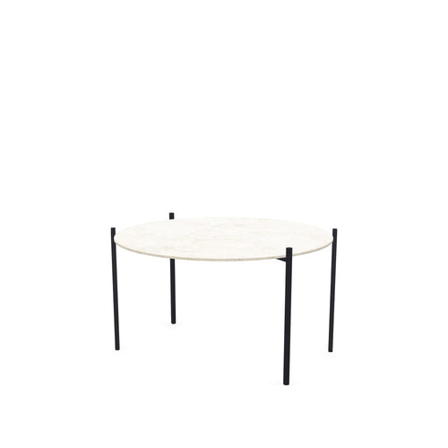 Coffee Table Leo Medium, black powder-coated steel frame with Dekton Grigio top