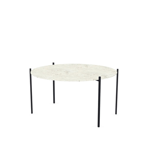Coffee Table Leo Large, black powder-coated steel frame with Dekton Sabbia top