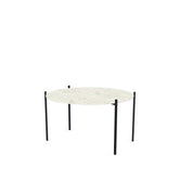 Coffee Table Leo Medium, black powder-coated steel frame with Dekton Sabbia top