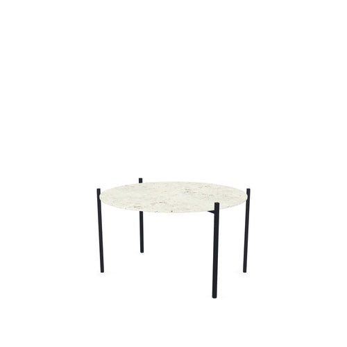 Coffee Table Leo Small, black powder-coated steel frame with Dekton Sabbia top