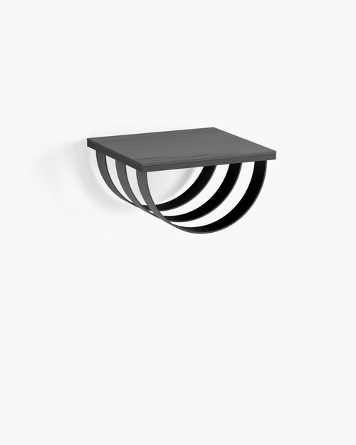Étagère murale Lisa - Noir - Chêne noir - Cuir Jade black