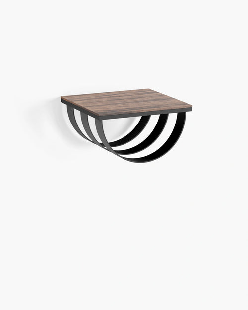Étagère murale Lisa - Noir - Chêne foncé - Cuir Jade black