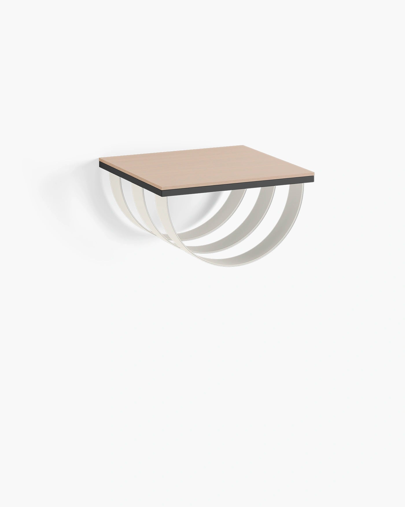 Lisa wall shelf in black frame with oak top and sand leather accents, ideal for modern interior decor and stylish storage.