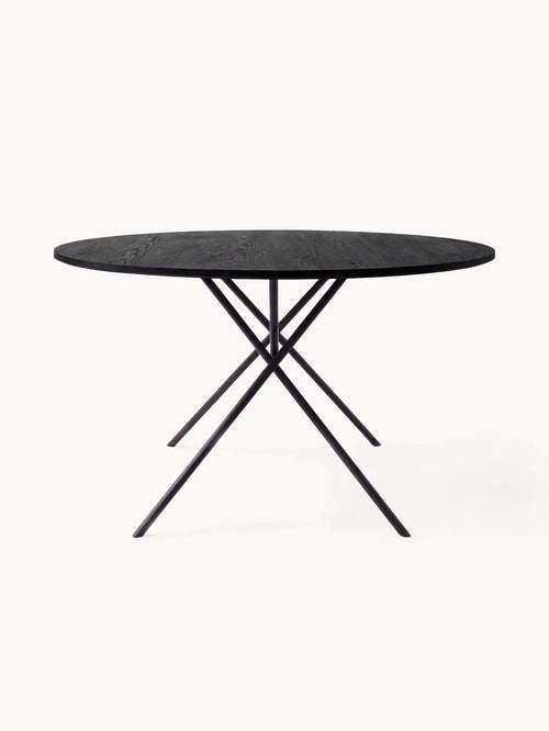 Dining table Luna - Black Frame - Black oak Wood Top