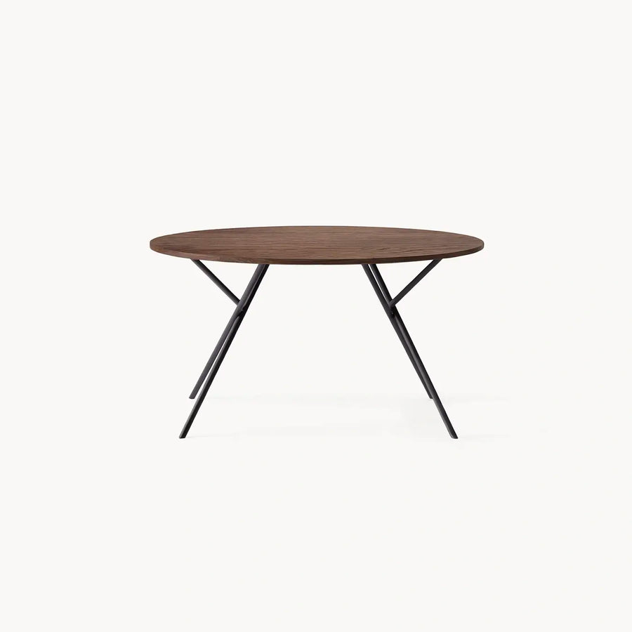 Round Dining Table Luna – Black Frame – Dark Oak Top