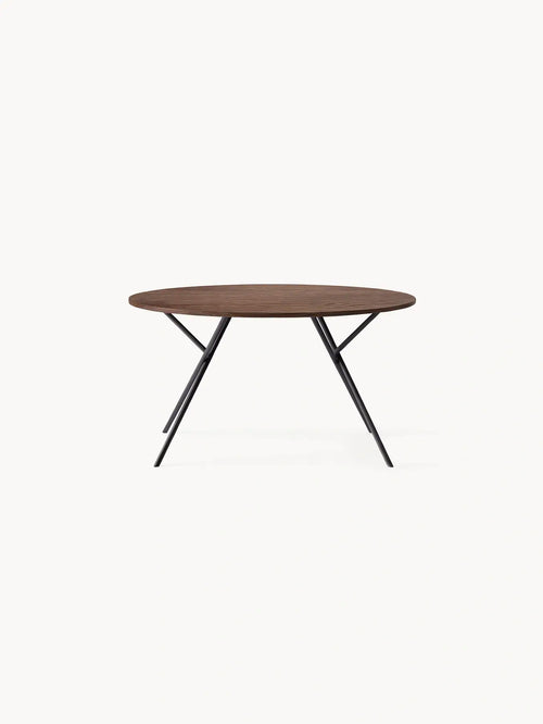 Dining table Luna - Black Frame - Dark oak Wood Top