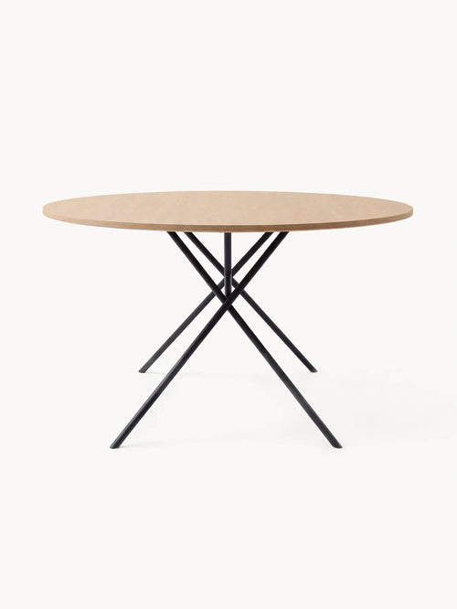Dining table Luna - Black Frame - Oak Wood Top