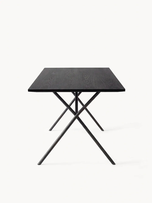 Dining table Melker - Black Frame - Black oak Wood Top