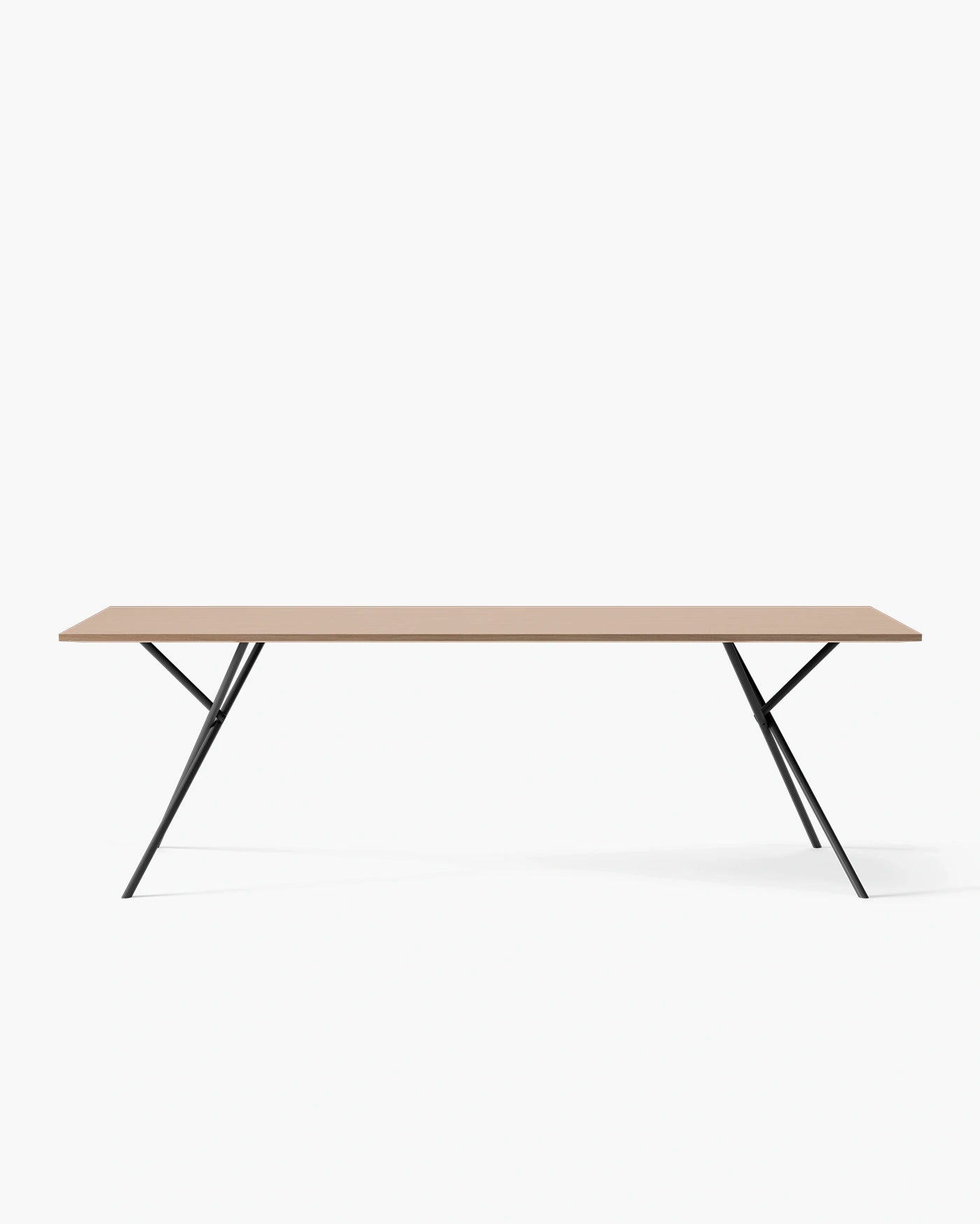 Melker dining table with a sleek wooden top and stylish black metal legs, perfect for elegant dining moments.
