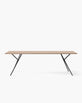 Melker dining table with a sleek wooden top and stylish black metal legs, perfect for elegant dining moments.