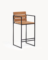 Otto Outdoor Bar Stool – Black Frame & Teak