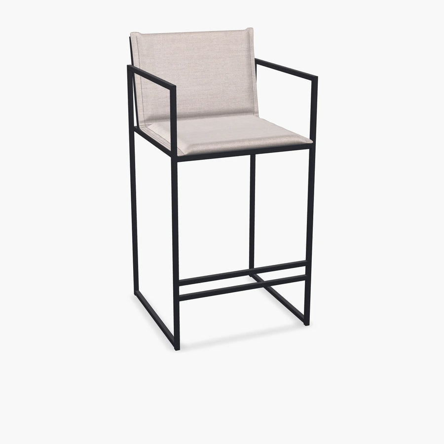 Outdoor Bar Stool Folke – Black Frame – Oat Cushion