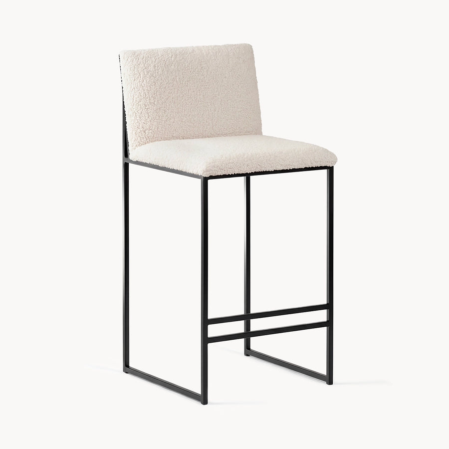 Counter & Bar Stool Philip – Black Frame – Ivory Bouclé
