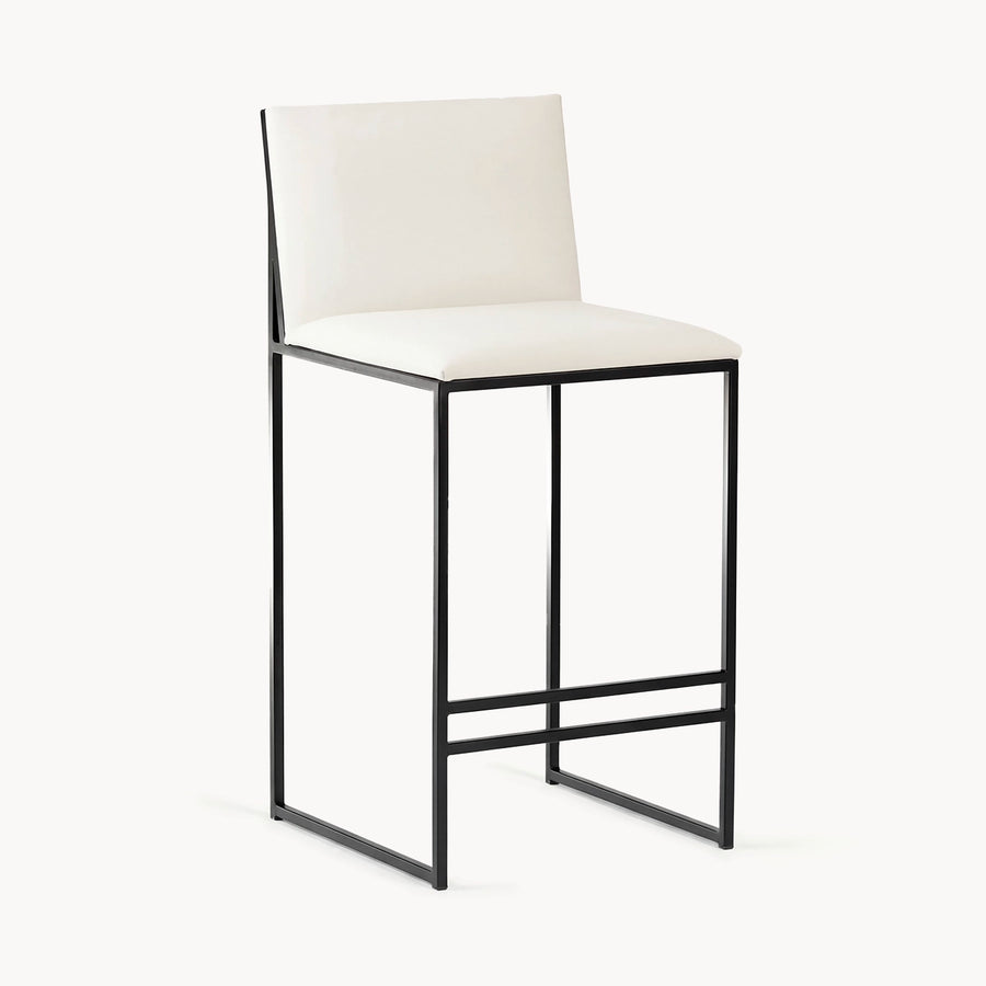 Counter & Bar Stool Philip – Black Frame – Ivory Leather