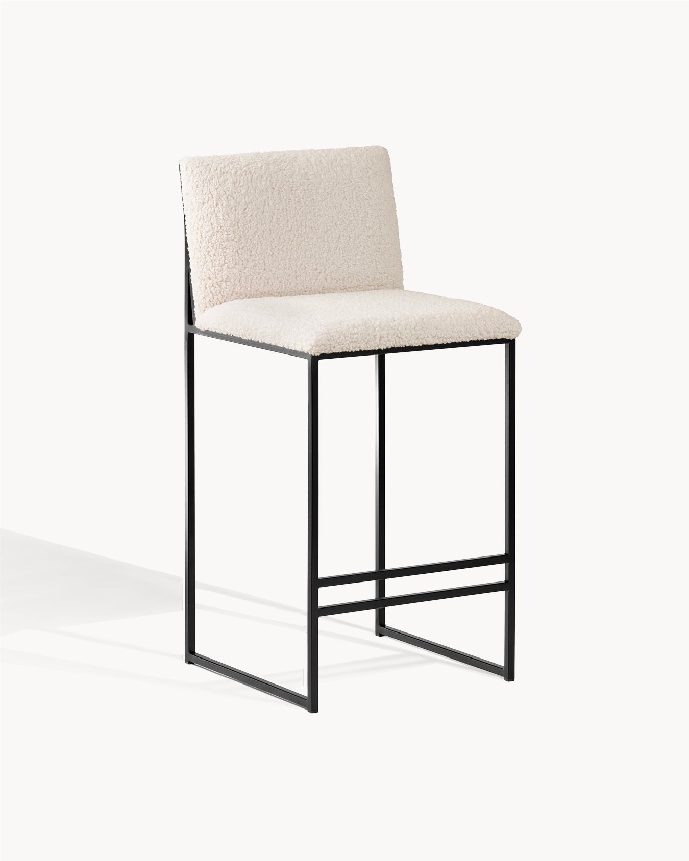 Philip Bar stool - Black - Ivory bouclé
