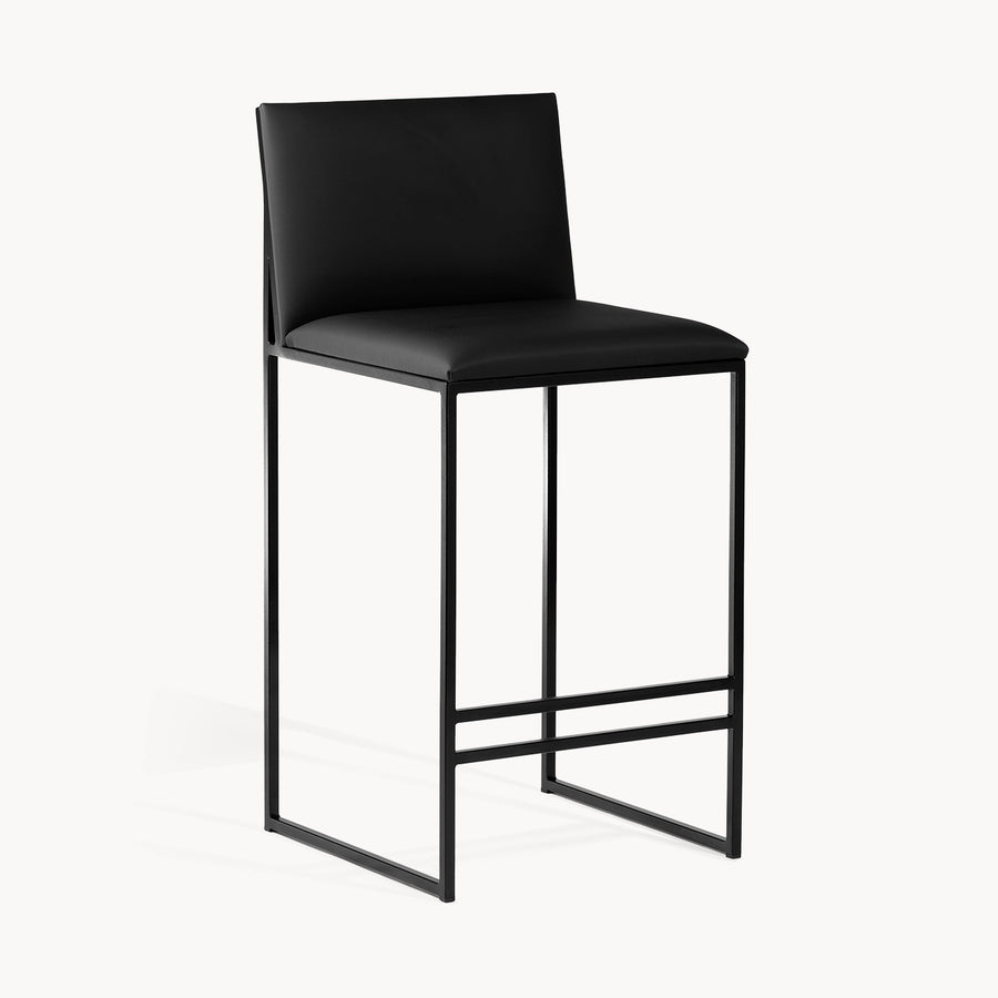 Counter & Bar Stool Philip – Black Frame – Jade Black Leather