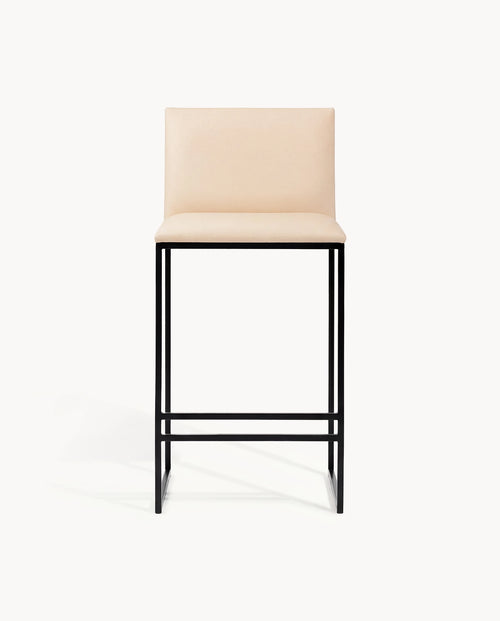 Bar Stool Philip – Black Frame – Sand Leather Cushion with minimalist design and stable structure.