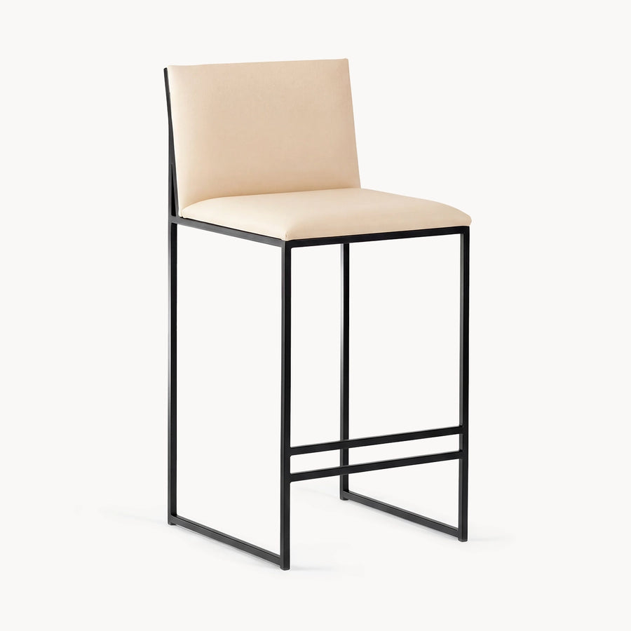 Counter & Bar Stool Philip – Black Frame – Sand Leather