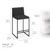 Philip Bar stool - Black - Sand leather