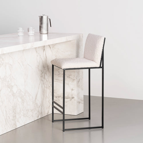 Philip Bar stool - Black - Ivory bouclé