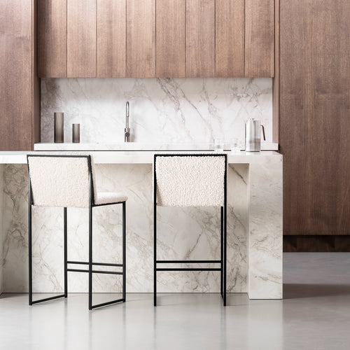 Philip Bar stool - Black - Ivory bouclé