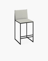 Outdoor Bar Stool Philip with black frame and marble acrylic cushion for modern outdoor living.