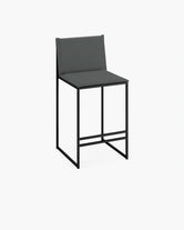 Outdoor Bar Stool Philip with black frame and onyx acrylic cushion for stylish outdoor seating.