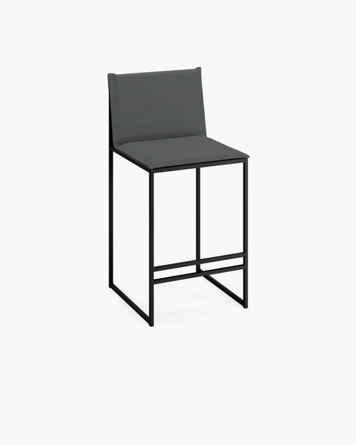 Philip outdoor bar stool in black with onyx acrylic cushion for stylish outdoor seating.