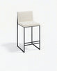 Tabouret de bar Philip - Noir - Bouclé ivory