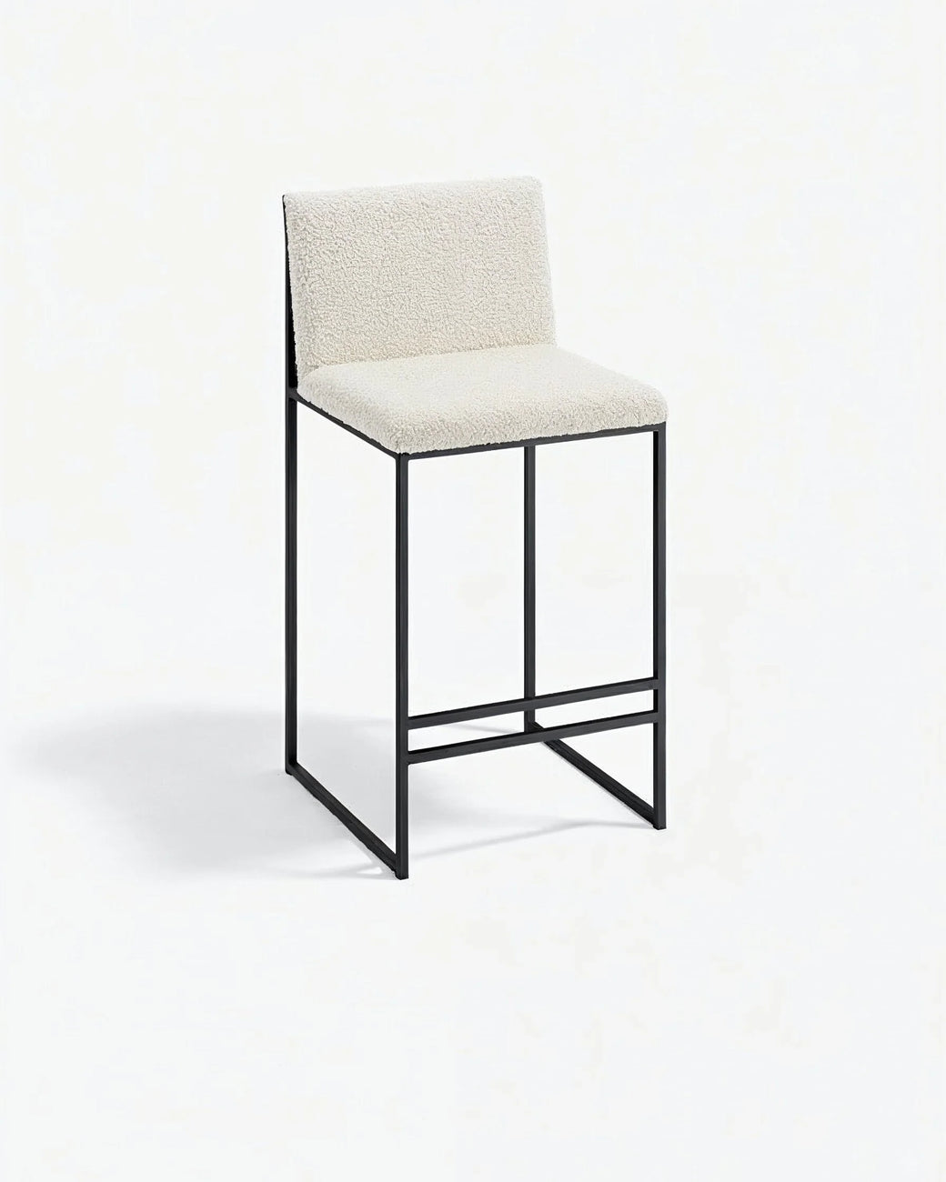 Tabouret de bar Philip - Noir - Bouclé ivory