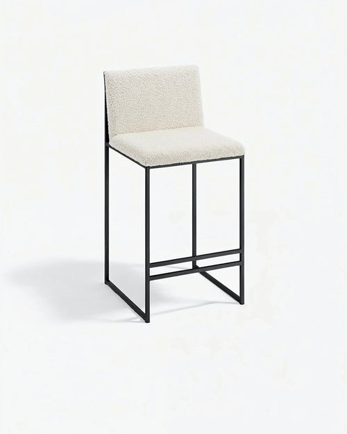 Philip Bar stool - Black - Ivory bouclé