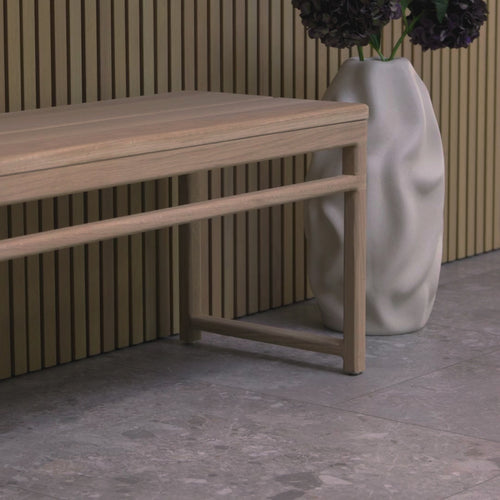 Wilma wood bench - Oak - Greige bouclé