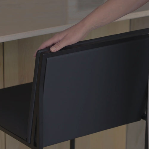 Tabouret de bar Philip - Noir - Cuir Sand