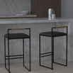Freja Bar stool - Black - Jade black leather - Coffee bean