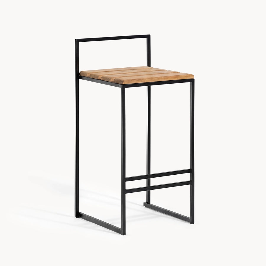 Outdoor Counter Stool Saga – Black Frame & Teak