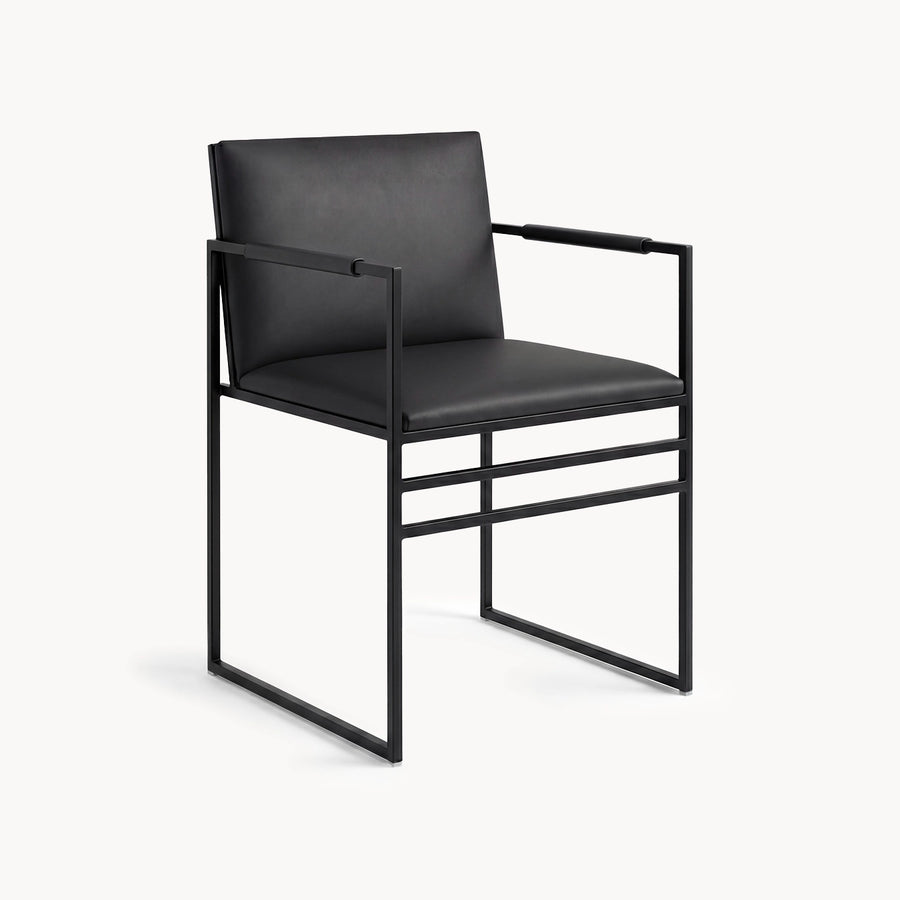 Dining Chair Sella – Jade Black Leather – Jade Black Armrests