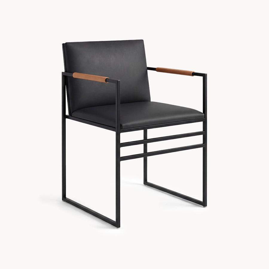Dining chair Sella - Black - Jade black leather - Coffee bean *