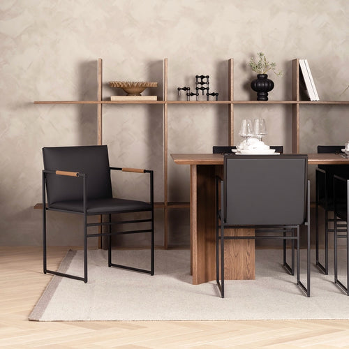 Sella Dining chair - Black - Jade black leather - Coffee bean