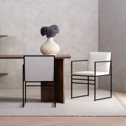 Sella Dining chair - Black - Ivory leather